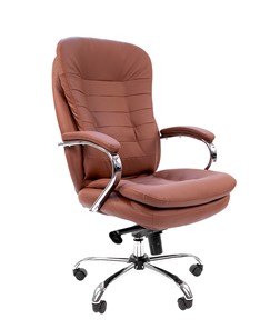 Кресло офисное CHAIRMAN 795 кожа, цвет коричневый в Великом Новгороде