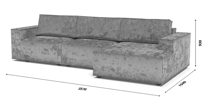 Угловой диван с оттоманкой Лофт 357х159х93 (Ремни/Еврокнижка) в Великом Новгороде - изображение 8