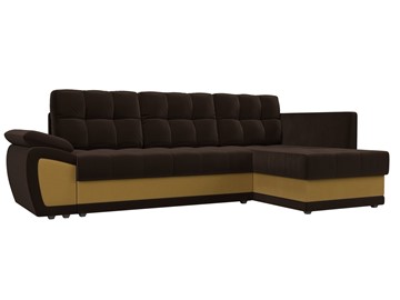 Угловой диван для гостиной Нэстор прайм, Коричневый/Желтый (микровельвет) в Великом Новгороде