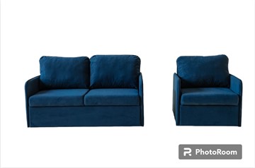 Набор мебели Амира синий диван + кресло в Великом Новгороде