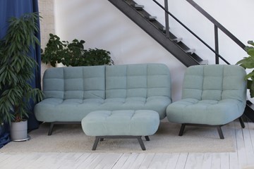 Комплект мебели Абри цвет мята кресло + диван + пуф опора металл в Великом Новгороде
