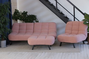 Комплект мебели Абри розовый кресло + диван + пуф опора металл в Великом Новгороде