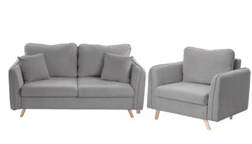 Комплект мебели Бертон серый диван+ кресло в Великом Новгороде