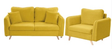 Комплект мебели Бертон желтый диван+ кресло в Великом Новгороде