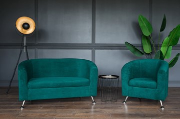 Комплект мебели Брамс  цвет изумрудный диван 2Д + кресло в Великом Новгороде