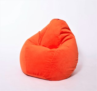 Кресло-мешок Груша большое, велюр однотон, оранжевое в Великом Новгороде