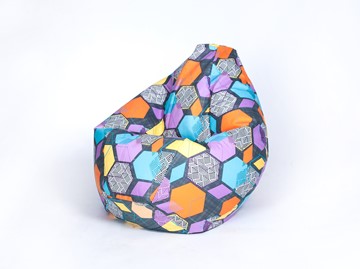 Кресло-мешок Груша среднее, велюр принт, геометрия в Великом Новгороде