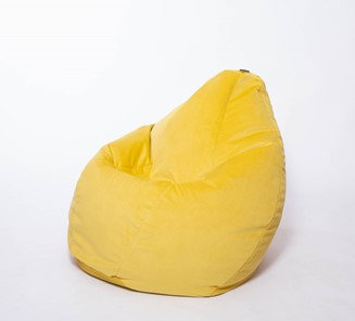Кресло-мешок Груша большое, велюр однотон, лимонное в Великом Новгороде