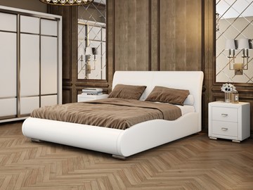 Кровать 2-спальная Corso-8 Lite 160х200, Экокожа (Белый) в Великом Новгороде