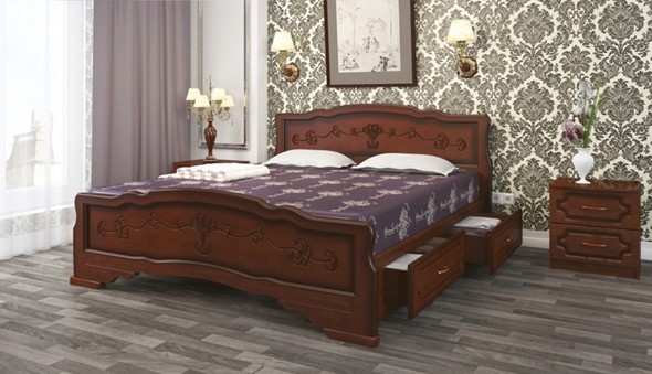 Кровать с выкатными ящиками Карина-6 (Орех) 160х200 в Великом Новгороде - изображение