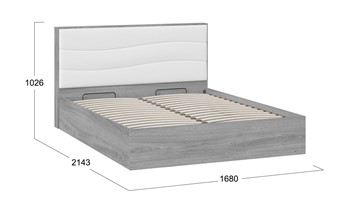 Кровать с механизмом 2-спальная Миранда тип 1 (Дуб Гамильтон/Белый глянец) в Великом Новгороде - предосмотр 1