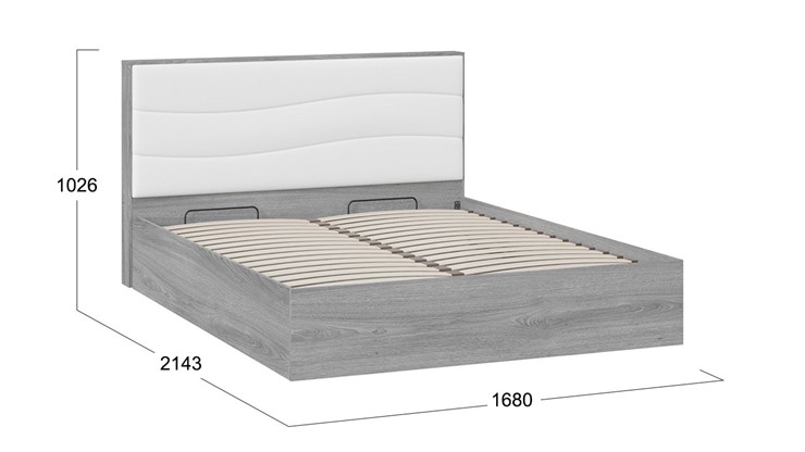 Кровать с механизмом 2-спальная Миранда тип 1 (Дуб Гамильтон/Белый глянец) в Великом Новгороде - изображение 1