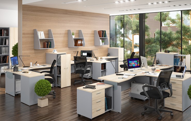 Набор мебели в офис OFFIX-NEW для 4 сотрудников с двумя шкафами в Великом Новгороде - изображение 1