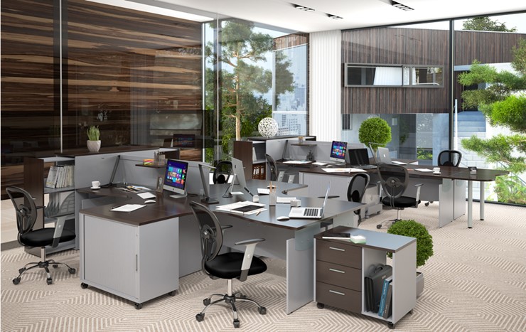 Комплект офисной мебели OFFIX-NEW для двух сотрудников и руководителя в Великом Новгороде - изображение 1
