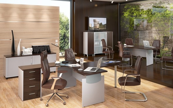 Комплект офисной мебели OFFIX-NEW для двух сотрудников и руководителя в Великом Новгороде - изображение