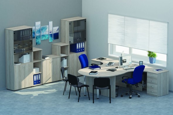 Набор мебели в офис Twin для 2 сотрудников с совмещенными столами в Великом Новгороде - изображение