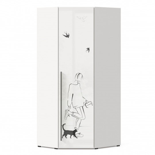Распашной угловой шкаф Джоли 45 ЛД 535.030, Серый шелк в Великом Новгороде - изображение 2