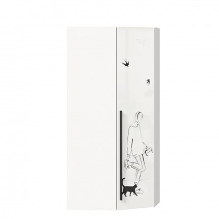 Распашной угловой шкаф Джоли 45 ЛД 535.030, Серый шелк в Великом Новгороде - изображение