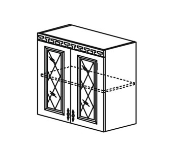 Шкаф на кухню Веста настенный двухдверный с полкой со вставкой из стекла 718*800*323мм в Великом Новгороде