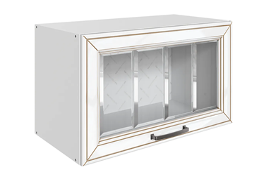 Кухонный шкаф Атланта L600 Н360 (1 дв. рам.) эмаль (белый/белый глянец патина золото) в Великом Новгороде