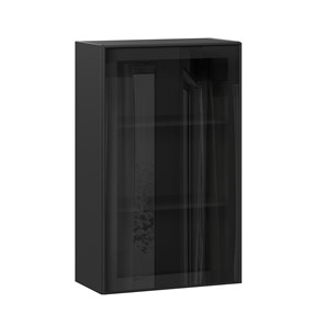 Кухонный навесной шкаф высокий со стеклом 600 Индиго ЛД 298.450.000.170, Чёрный/Чёрный в Великом Новгороде