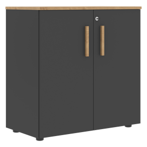 Низкий шкаф широкий с малыми дверцами FORTA Графит-Дуб Гамильтон  FLC 80.1(Z) (798х404х801) в Великом Новгороде