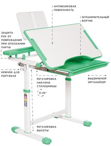 Растущая парта и растущий стул SET HOLTO-17А, зеленый в Великом Новгороде - предосмотр 5