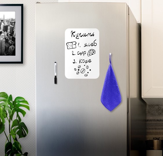 Доска магнитная на холодильник BRAUBERG, 30х21 см с маркером, магнитом и салфеткой в Великом Новгороде - изображение 2
